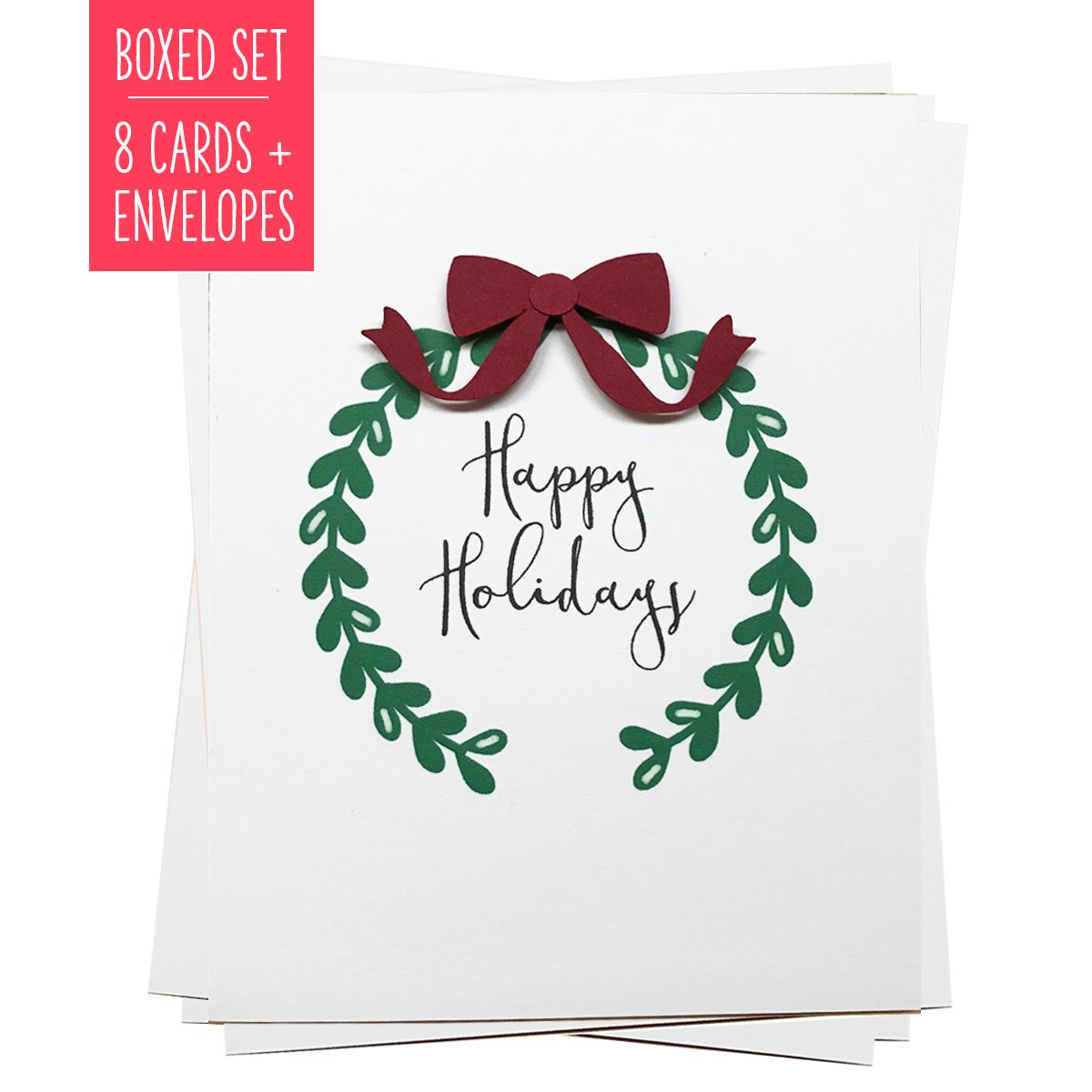 HAPPY HOLIDAYS WREATH | Boxed Set of 8