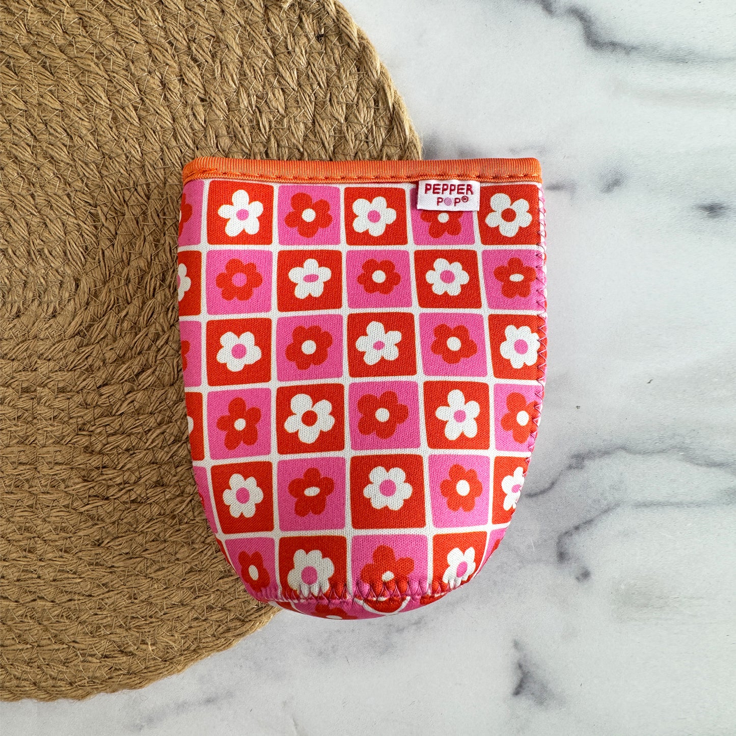 Pink Daisy Check Coffee Sleeve