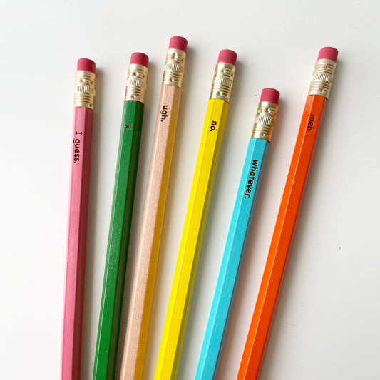 Sarcastic Words Pencil Set | Pack of 6