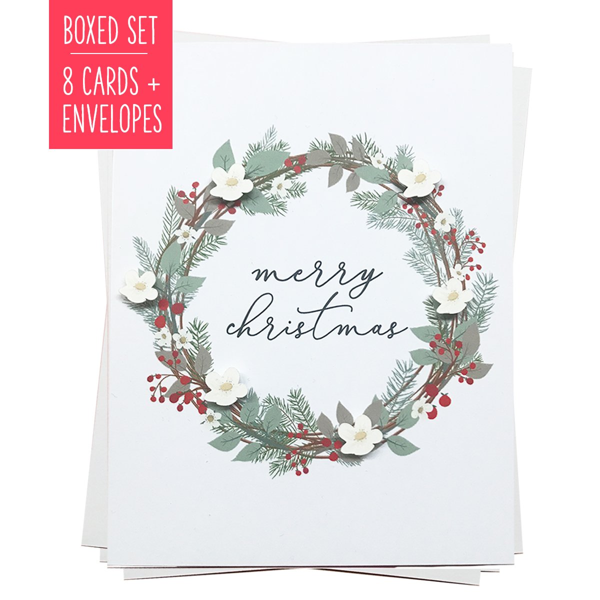 MERRY CHRISTMAS WREATH | Boxed Set of 8