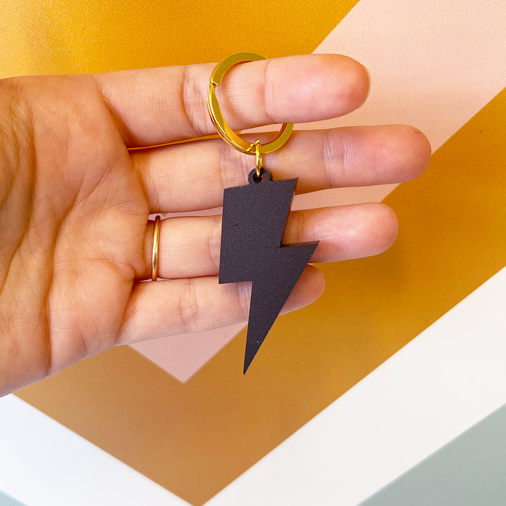 Leather Keyring Lightning Bolt Keyring Pink Lightning Bolt Keyring