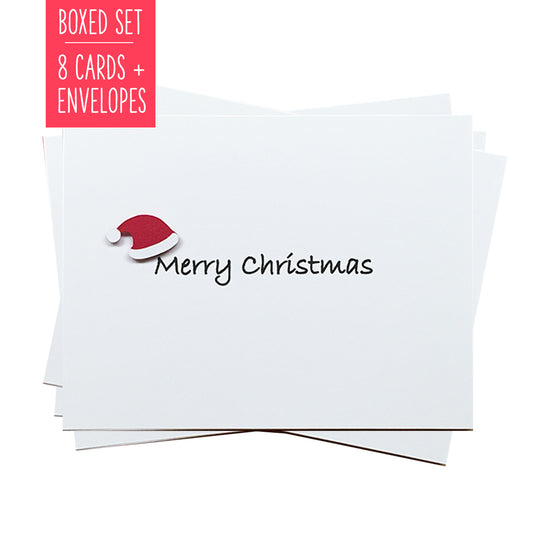 SANTA HAT MERRY CHRISTMAS | Boxed Set of 8